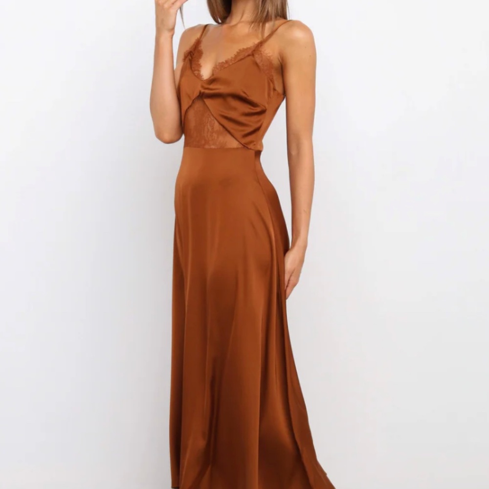 NEW WITH TAGS Petal & Pup Ariel Slip Dress - Rust Burnt Orange - Picture 3 of 7